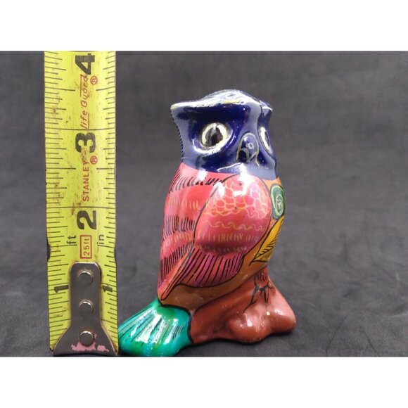 Vtg. Unmarked Mexican Folk Art Talavera Pottery Painted Owl Figurine Alm.3.5" - Picture 9 of 14